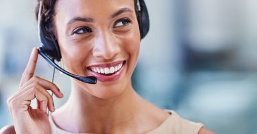 woman talking on headset