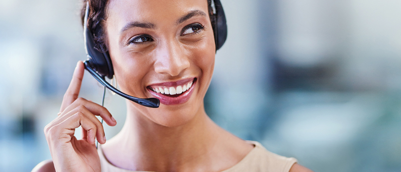 woman talking on headset