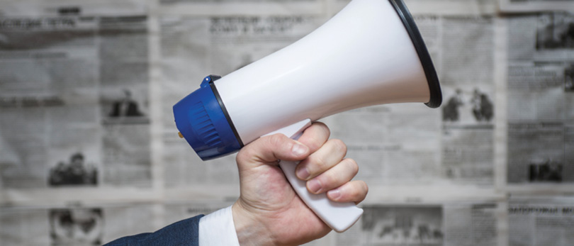 man holding megaphone