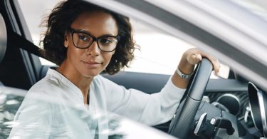 woman driving a car