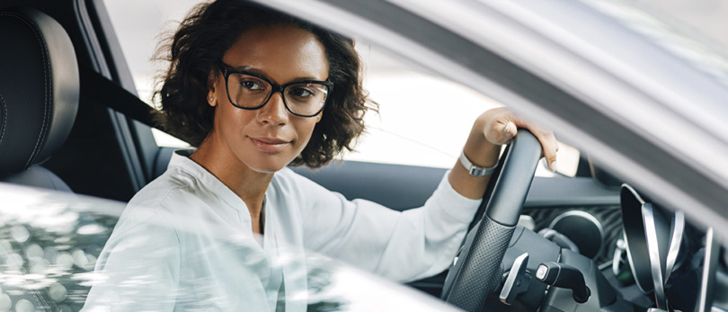 woman driving a car