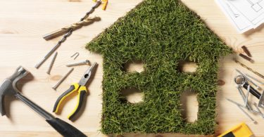 ivy covered home with tools beside it