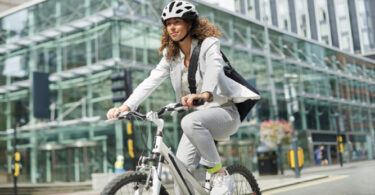 businesswoman on bike