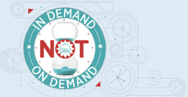 in demand not on demand hourglass illustration