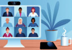 illustration of virtual meeting on screen