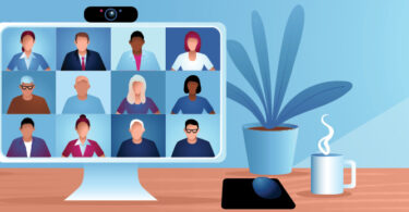 illustration of virtual meeting on screen