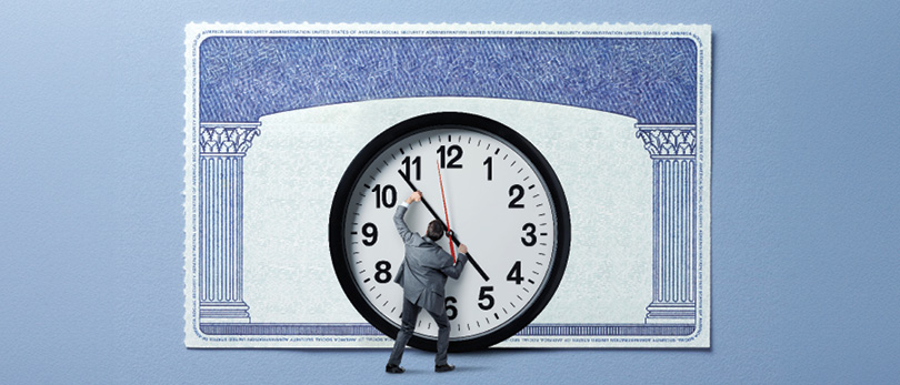 man with clock on social security card