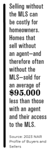 average price of homes sold via MLS