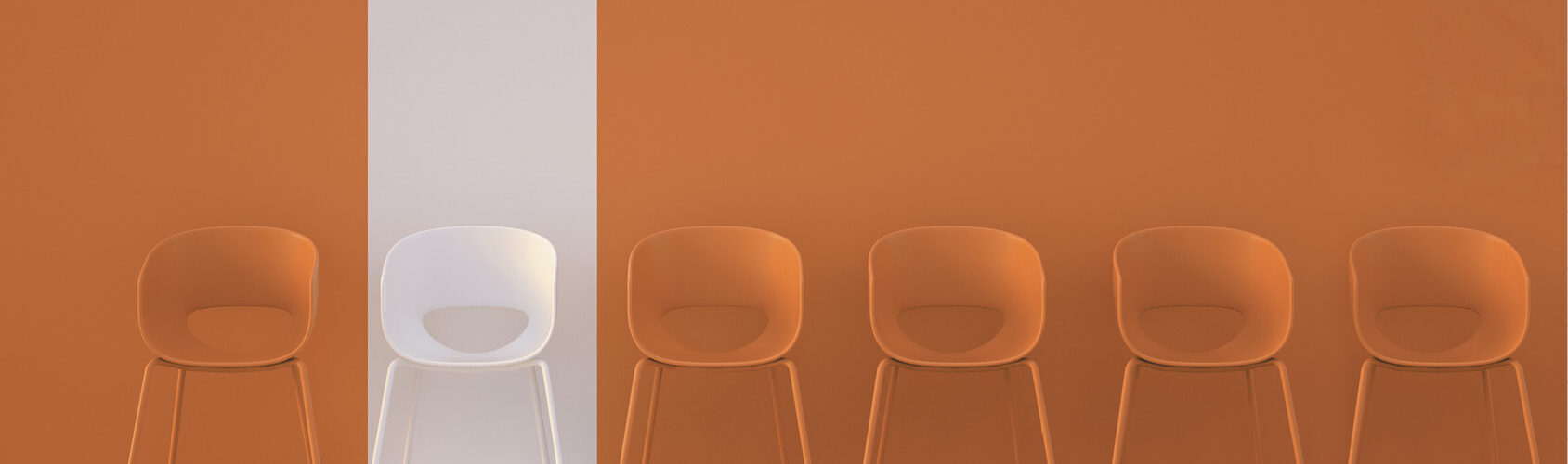 chairs with orange background with one highlighted white